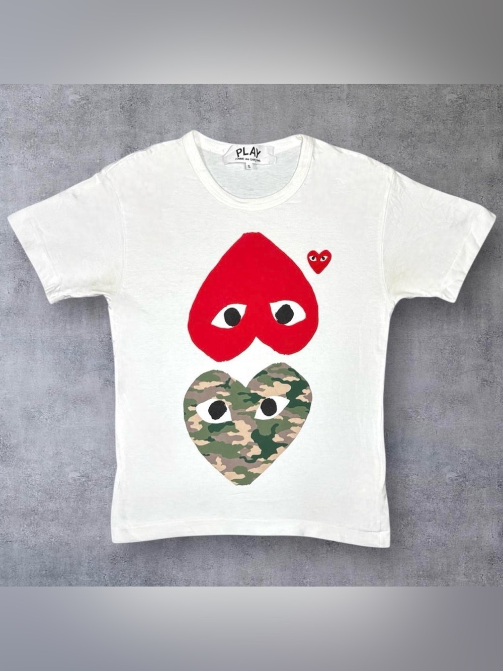 Comme Des Garcons CDG Play Camo Mixed Heart Logo T Shirt